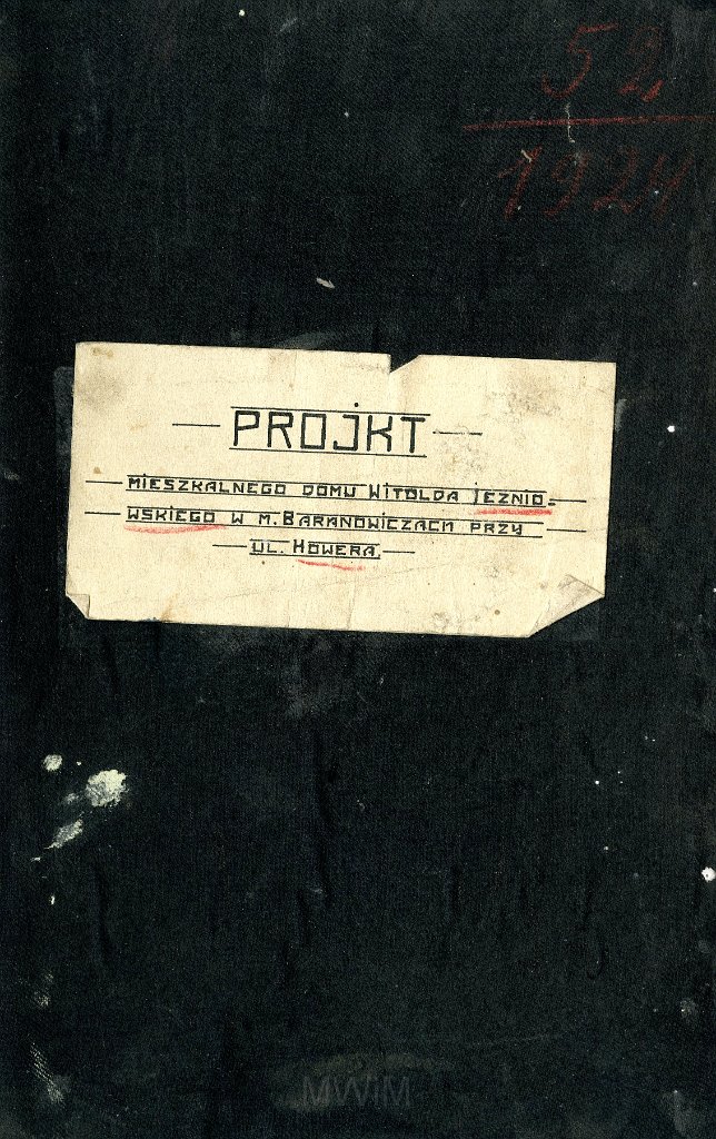 KKE 4589-1.jpg - Dok. Projekt domu ks. Witolda Jeźniowskiego w Baranowiczach (wykonany 25 IV 1924 r.), Baranowicze – ul. Howera, 17 V 1924 r.